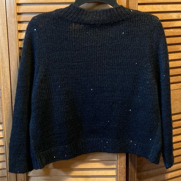 NY Collection Black Knit Shrug with Glitter Sequins - Picture 9 of 12